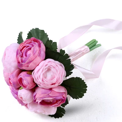 Модный свадебный букет цветов невесты с шелковой лентой цветы пиона - Цвет: 6