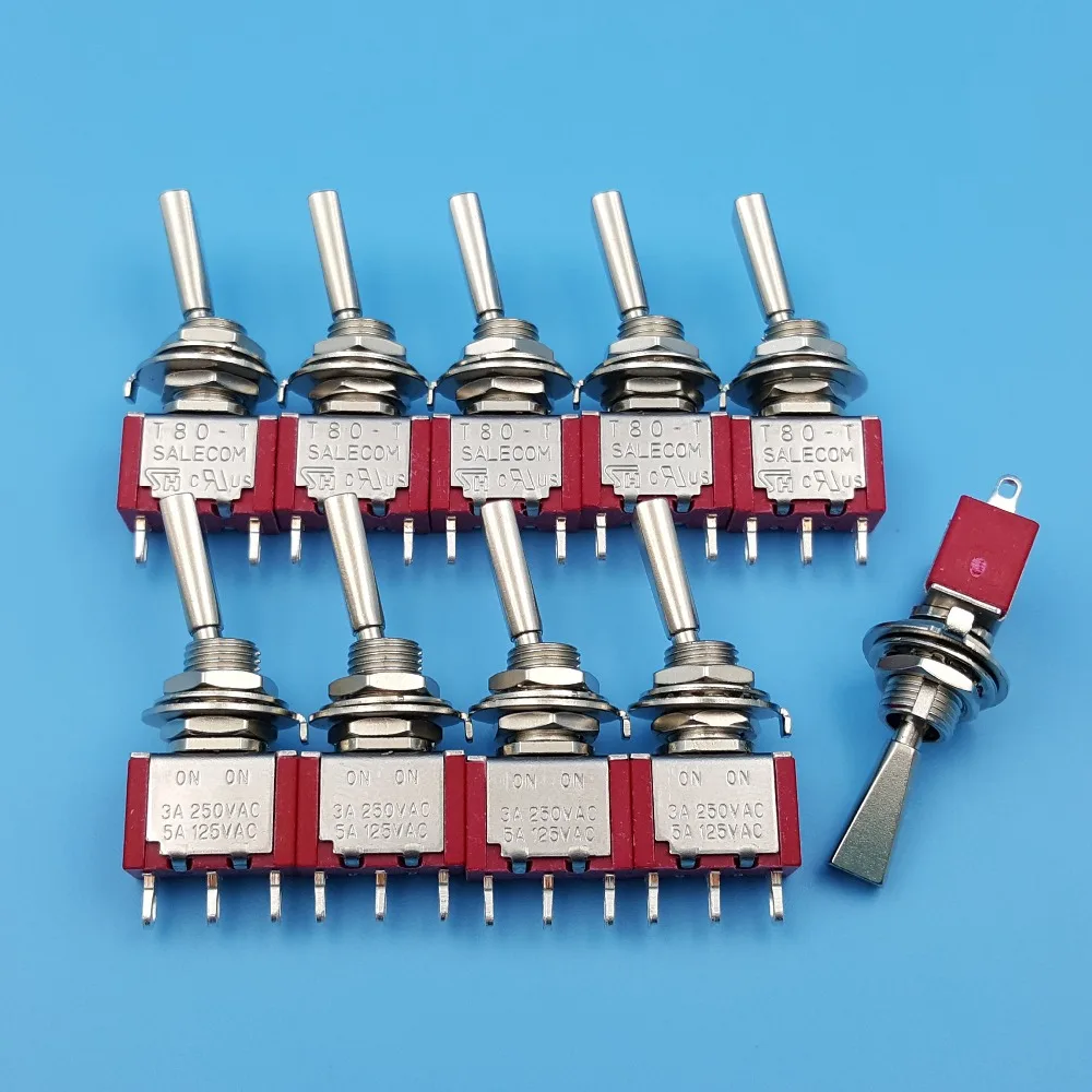 10Pcs SH T8013 UHB 3Pin Flat Handle ON ON Maintained 2 Position SPDT