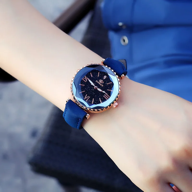 

Dropshipping Starry sky Watch Women Leather Analog Quartz Wrist Watches Women's Fashion Ladies Casual Watch Gifts zegarek damski