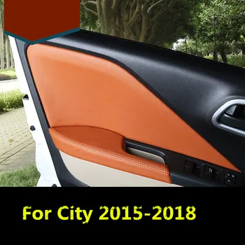 

8PCS Microfibre Leather Interior Doors Panel Cover For Honda City 2015 16 17 18 Gienia Greiz AAB006