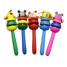1 Bell Toy Kid Handbell Musical Education Instrument Cartoon Animal Wooden Rattles 328 Promotion %312