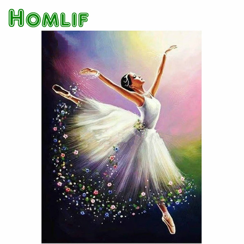 

HOMLIF Diamond painting cross stitch girl diy 5d diamond embroidery Ballerina pictures resin crystal diamond mosaic pattern Art