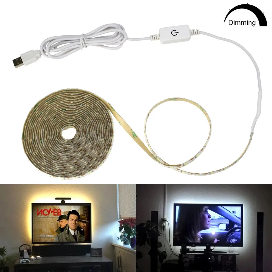 cheap 5V USB LED Strip 2835 DC LED Light Flexible 50CM 1M 2M 3M 5M white warm 60leds M For TV Background Lighting Night light A1