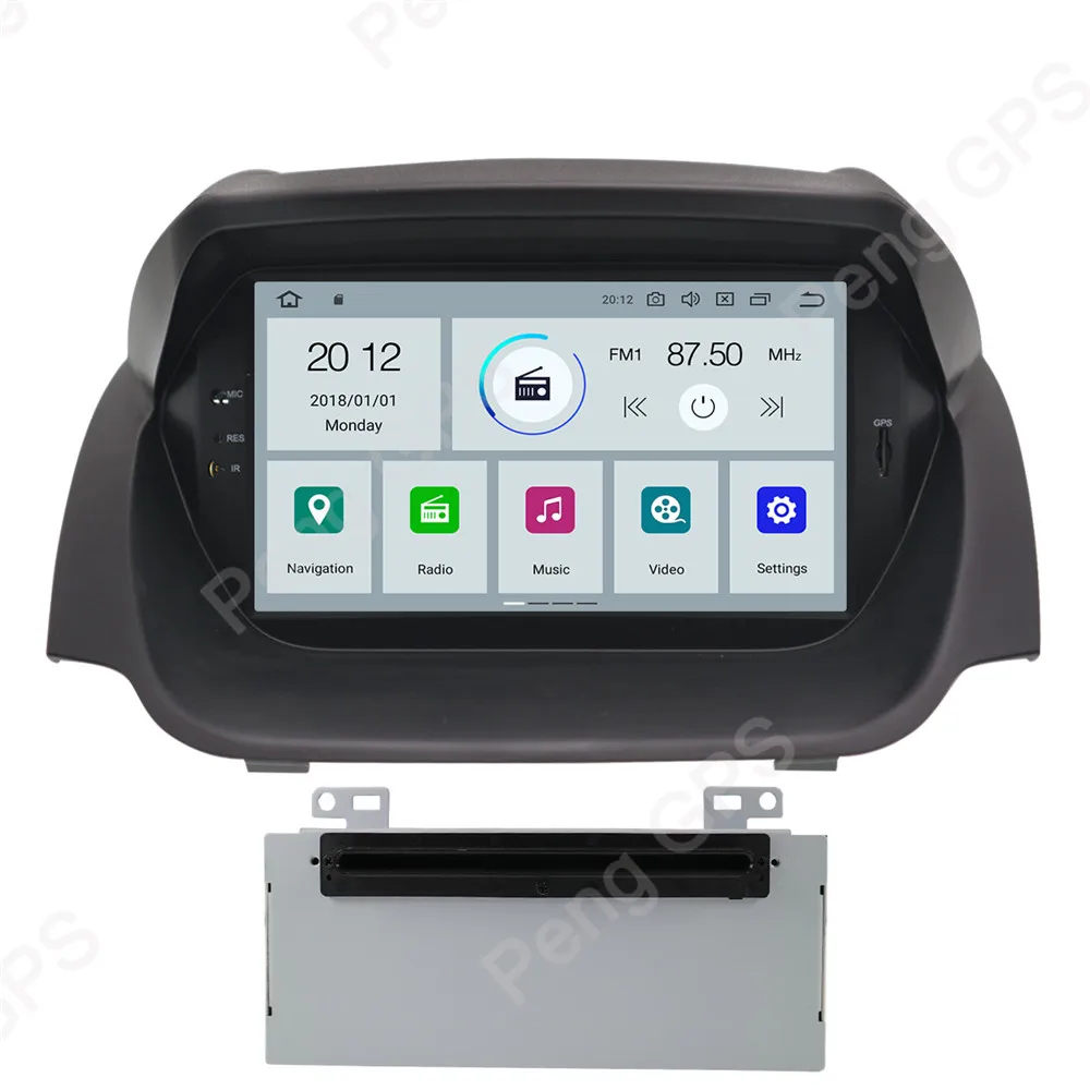 Perfect 2 Din Stereo Android 9.0 Syetem for Ford Fiesta 2013-2016 GPS Navigation CD DVD Player 1024*600 Bluetooth 8" IPS Screen Headunit 1