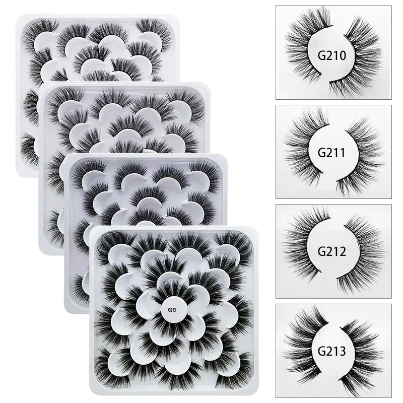 

10 Pairs 3D Soft Mink Hair False Eyelashes Natural Long Crisscross Wispy Fluffy Lashes Extension Eye Makeup Tools