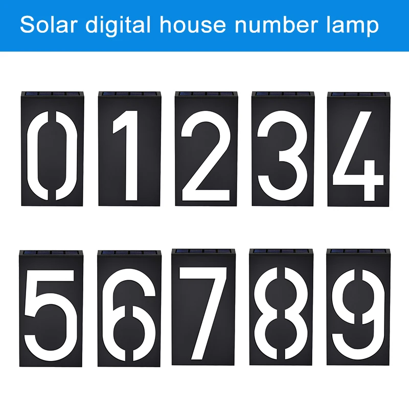Solar Address Number Plate Sign Lamp Solar Powered House Number Doorplate Lamps 6 LED Lights Hotel Door Digital Solar Light 3