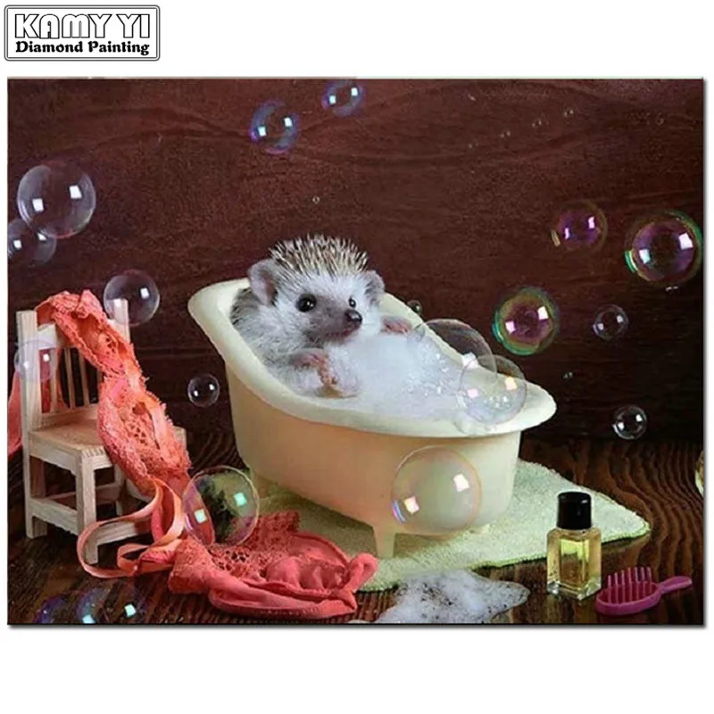 

Full Square/Round Drill 5D DIY Diamond Painting Bathing hedgehog 3D Embroidery Cross Stitch Mosaic Rhinestone LWR