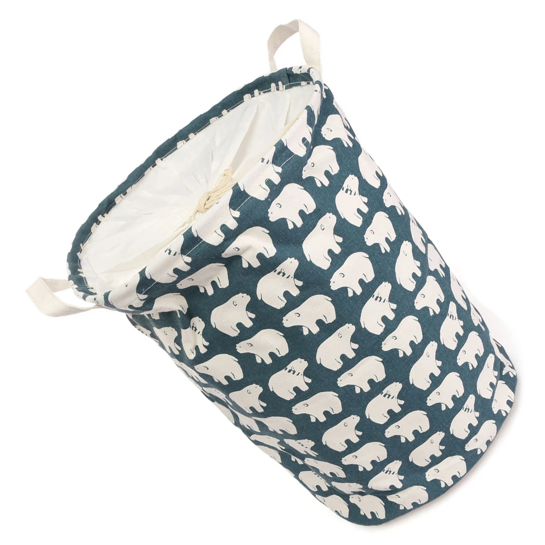 

HOT SALE Foldable Cotton Linen Washing Clothes Laundry Basket Sorter Bag Hamper Storage,Blue Polar Bear-35*45Cm