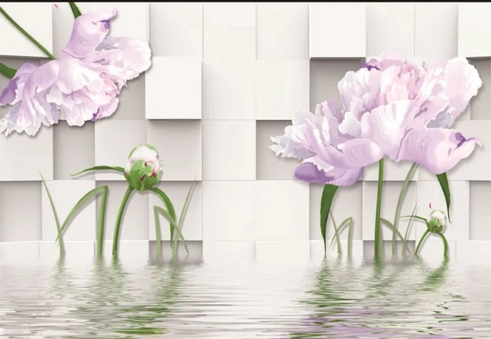 Custom Any Size 3d Wallpaper Delicate Flowers In The Water  Home Decor Living Room Wall Covering