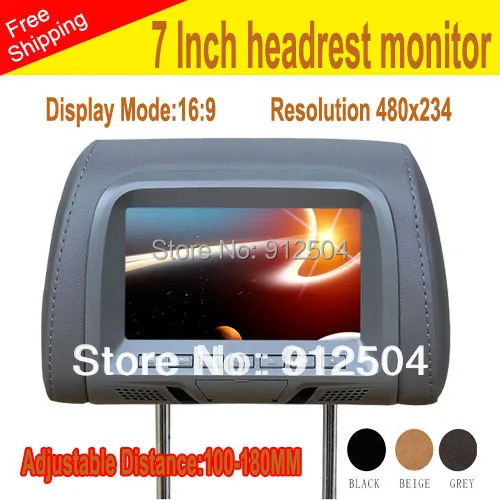 Deals on Car Monitor 7 inch LCD digital screen Headrest monitor adjustable distance 110-180MM gray black beige 3 colors