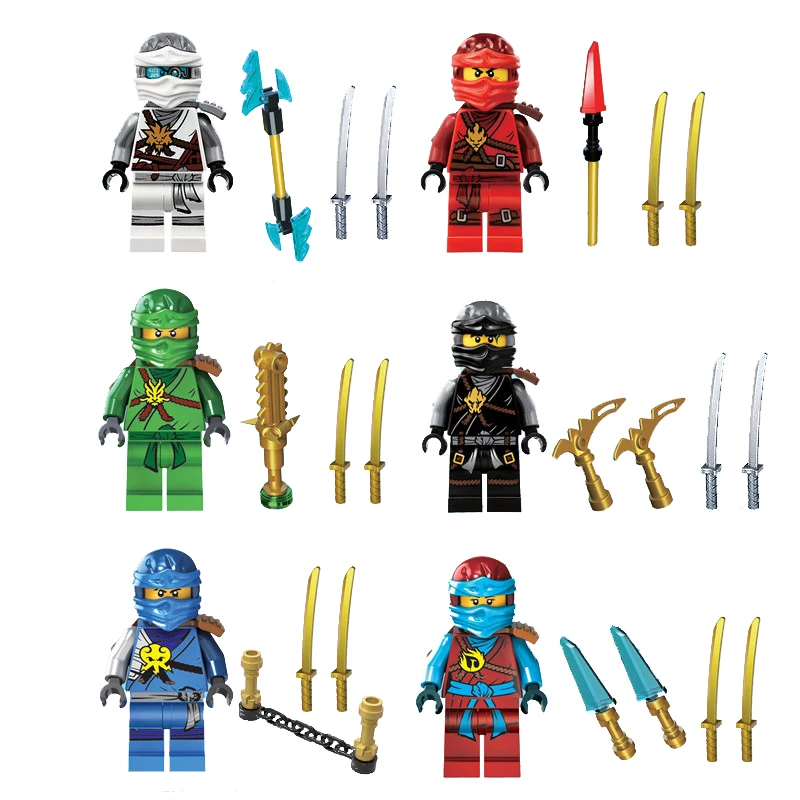 

6PCS Decool Ninja Zane Kai Lloyd Cole Jay Nya With Weapon Compatible LegoINGlys NinjagoINGlys Figures Sets Building Blocks Toys