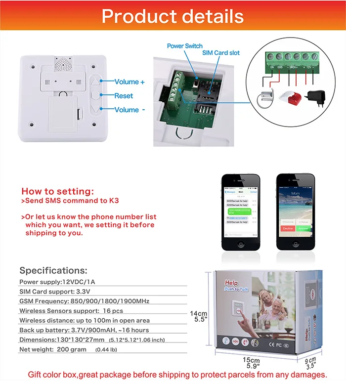 K3 GSM alarm elderly SOS alarm 10