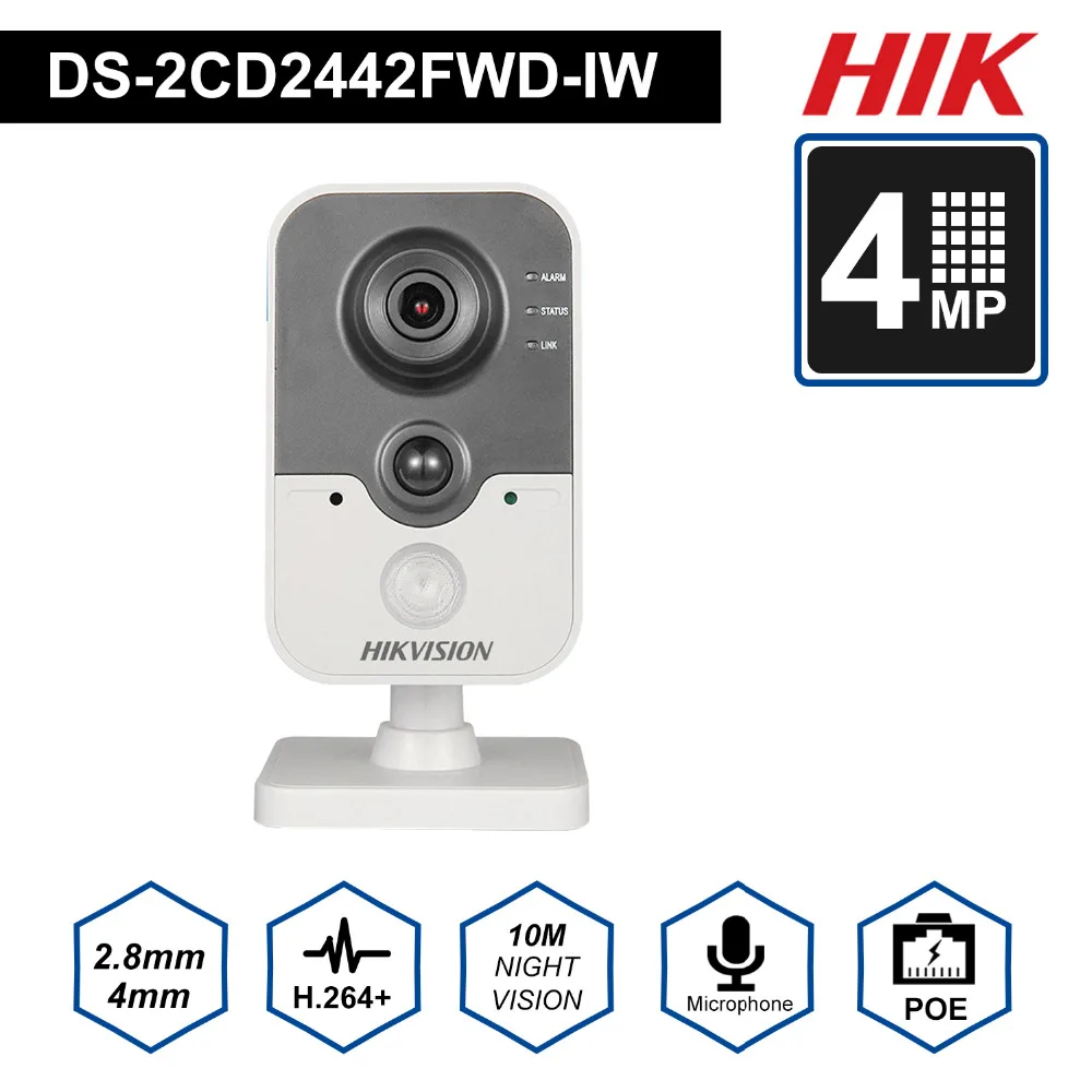 

Original HIK Wireless Security Camera DS-2CD2442FWD-IW poe IP camera onvif Indoor 4MP IR Cube WiFi beveiligings cam