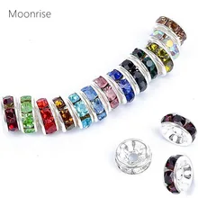 50 шт./лот 6 8 мм круглые рондели разделительные бусины серебряный тон кристалл свободные бусины для DIY ювелирных изделий Аксессуары