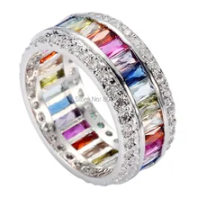 

Fashion Pink red Peridot Morganite Blue Amethyst Cubic Zirconia Silver Plated Romantic ring R489 sz# 6 7 8 9