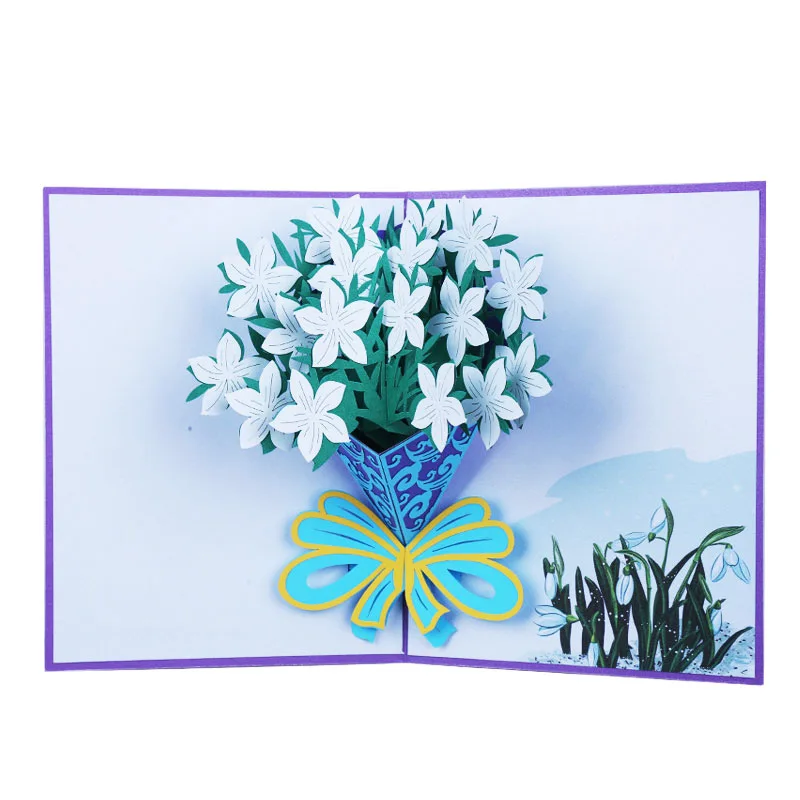  1pcs Creative 3D DIY Rose Lily Invitations Cards Fashion Wedding Party Greeting Card Great Event Gi - 32985965638