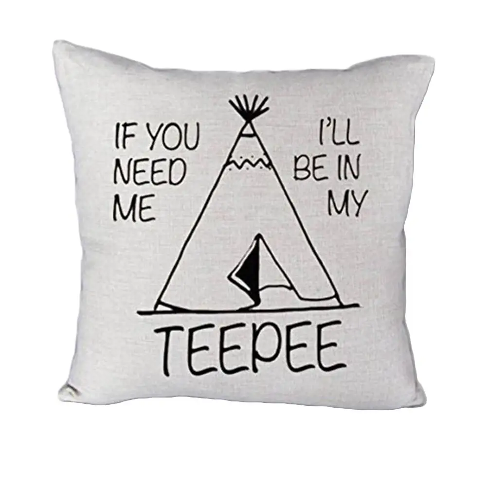 

Square TEEPEE Letter Print Home Throw Pillow Cushion Protective Cover Case