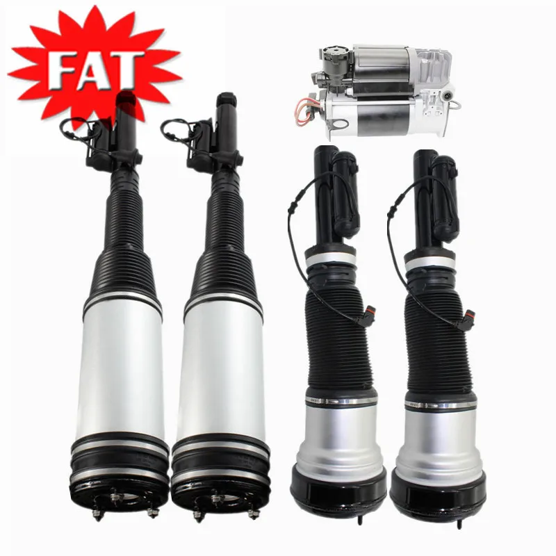5 PCS Front Rear Shock Absorber+Air Compressor For Mercedes S Class