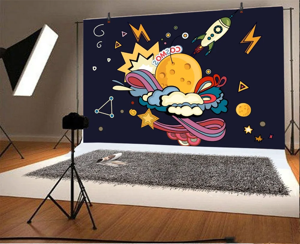 Laeacco Baby Children Party Comics Cartoon Rocket Photography Backgrounds Customized Photographic Backdrops For Photo Studio Laeacco Baby Children Party Comics Cartoon Rocket Photography Backgrounds Customized Photographic Backdrops For Photo Studio