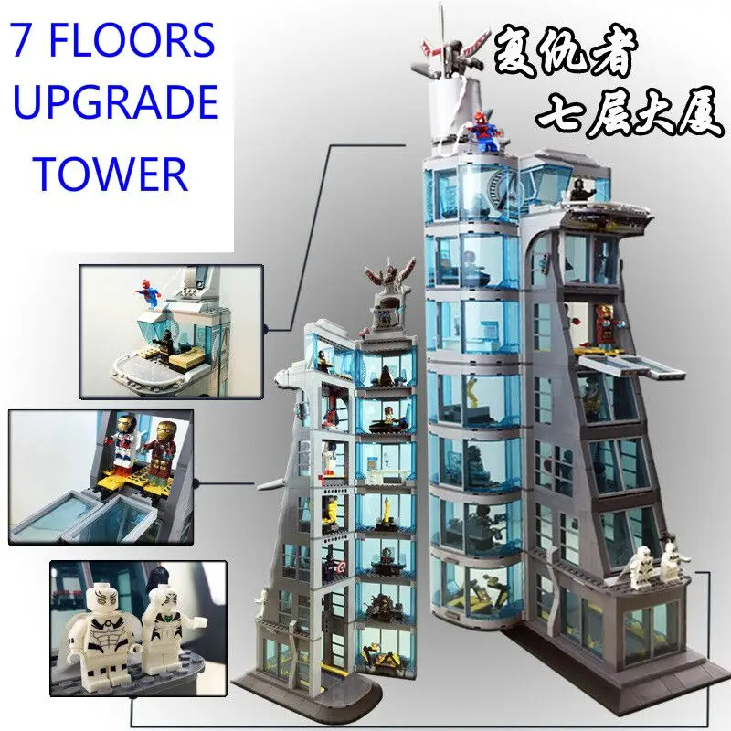 

New Upgraded Version SuperHeroes ironman marvel Avenger Tower fit Legoinglys Avengers gift Building Block Brick boy kid gift Toy