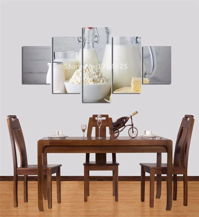 5Pieces-set-Bread-And-Food-And-Cup-Of-Modern-Canvas-Print-Painting-Wall-Art-Picture-For