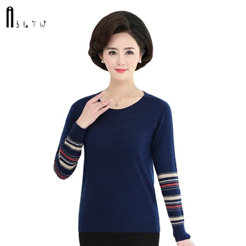 

ASLTW Women's Sweater New Autumn Striped Long Sleeve Sweater Women Plus Size Pull Femme Causal Harajuku Pullover