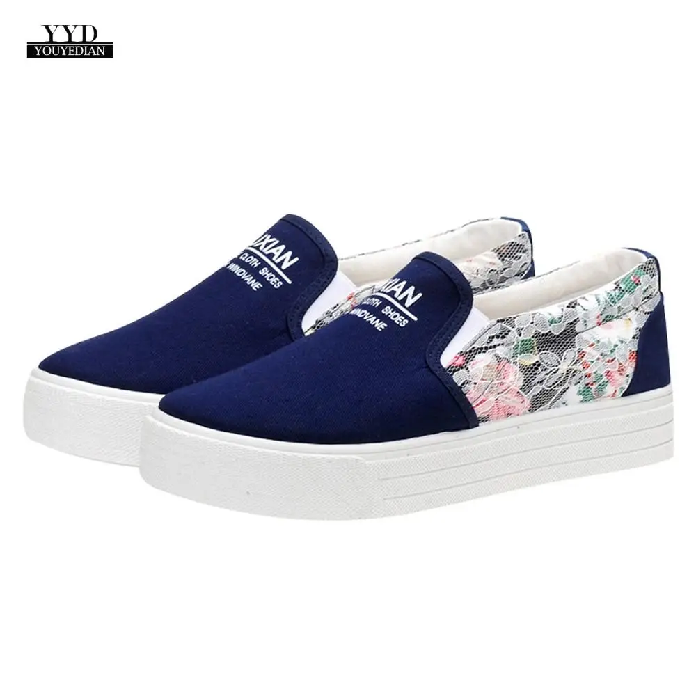 

YOUYEDIAN Fashion Ladies Lace canvas shoes Casual Muffin Shoes Shallow Canvas Shoes sapato feminino confort sapatos feminino#a4