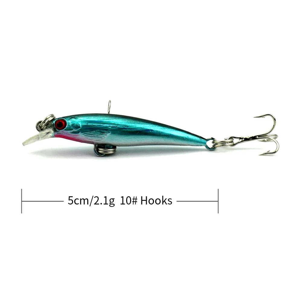 HENGJIA 8 шт. твердый воблер minnow кренкбейт 5 см 2 1 г 10 # крючки маленькие пластиковые