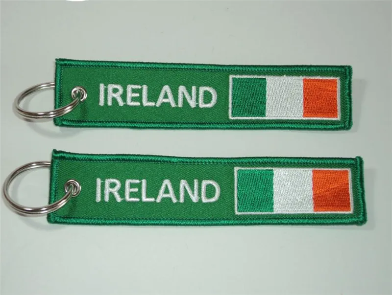 

Embroidered IRELAND With Irish Flag Double Sided Keyrings Keychains
