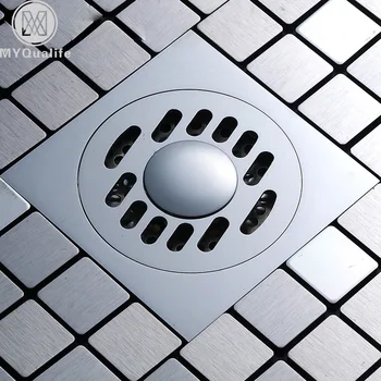 

Free Shipping Square Shower Drain Bathroom Grate Floor Drain Chrome Brass Waste Drain Cover 10*10CM