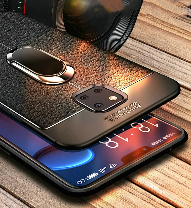 Для Huawei Mate 20 Pro Чехол магнитный автомобильный кольцевой держатель Мягкая задняя