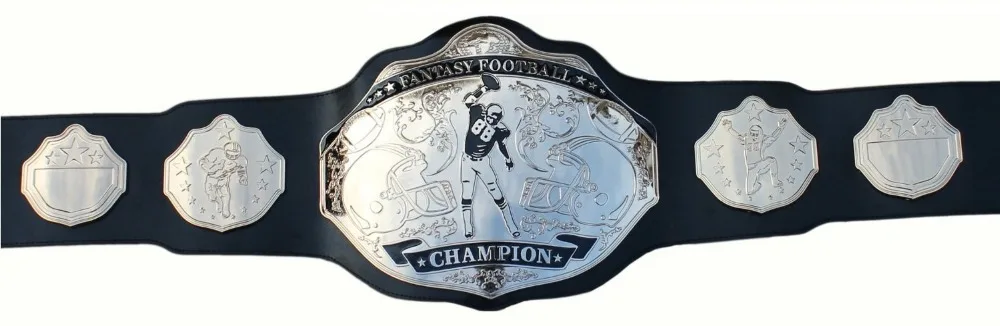 Fantasy Football Championship Belt Trophy Prize Stiff-Arm Black/Silver 