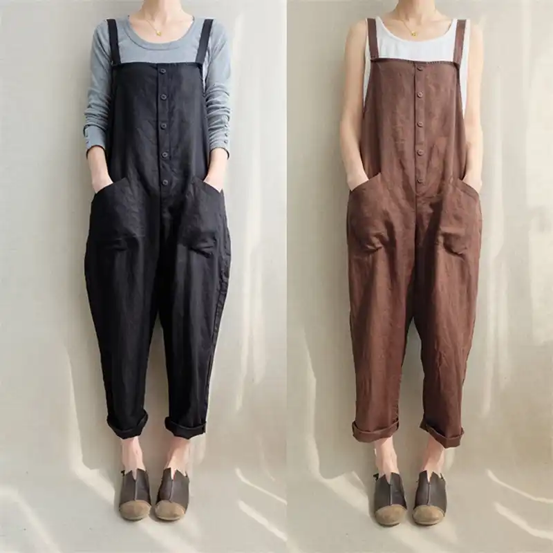 cotton black dungarees