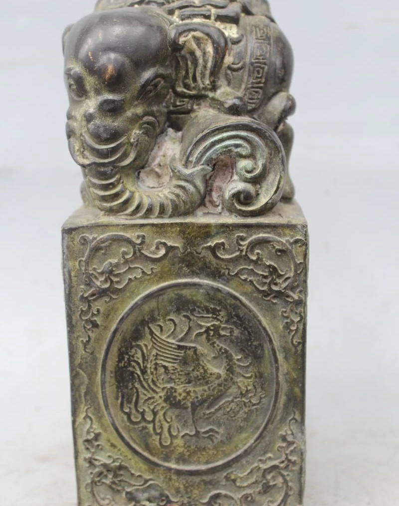 

Chinese China Dynasty King Emperor Bronze elephant Beast Statue Seal stamper