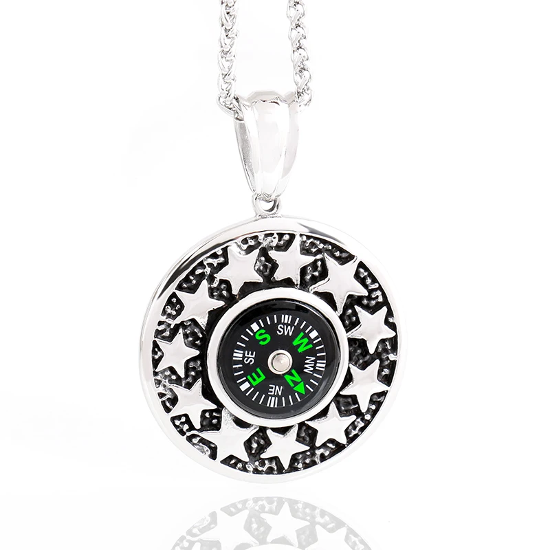 New Unique Personality Stainless Steel Compass Pendant Necklace For