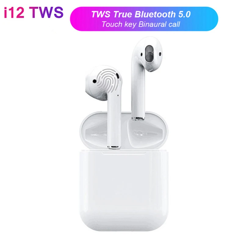 

i12 TWS 1:1 Air mini Pods Wireless Bluetooth V5.0 Earphone Touch Control Binaural Call Earbuds PK I10 For iPhone Android Xiaomi