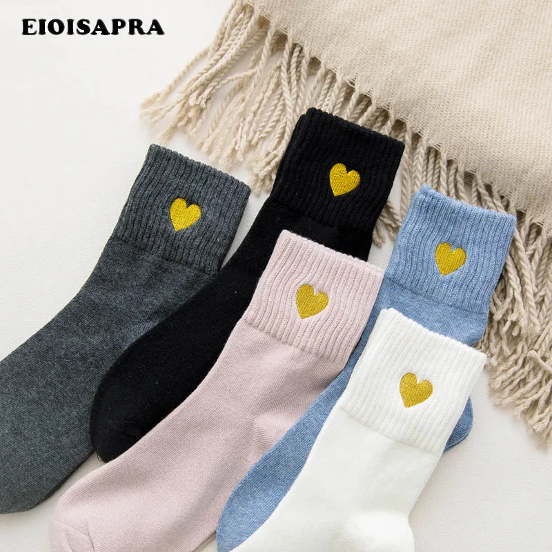 

[EIOISAPRA]Warmer Embroidery Gold Love Glitter Meias Creative Handmade Socks Women Elastic Socks Fall/Winter Calcetines Mujer