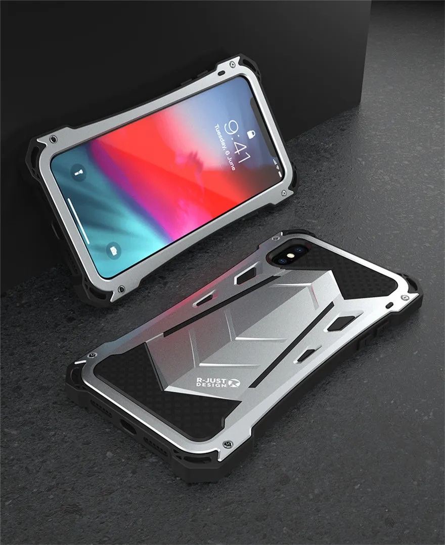 New Heavy Duty Case for iPhone XS Max Doom Armor Metal Case for iPhone XS Original R-just Shockproof Cover For iPhone X XR (17)