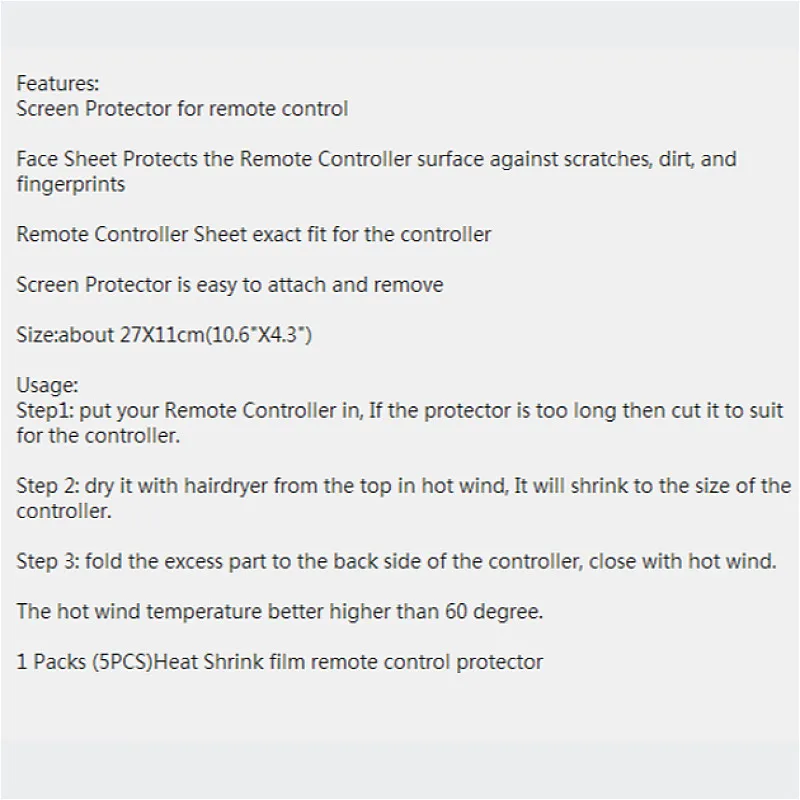 SUEF 1 упаковка 5 шт. термоусадочная пленка прозрачная видео ТВ кондиционер протектор для пульта дистанционного управления крышка домашняя Водонепроницаемая защитная пленка@ 2
