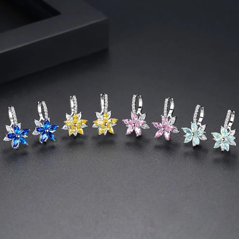 

2019 New Crystal from Swarovski Earrings For women 4 Colors Zircon Flower Earrings Fit female as Sweet gifts