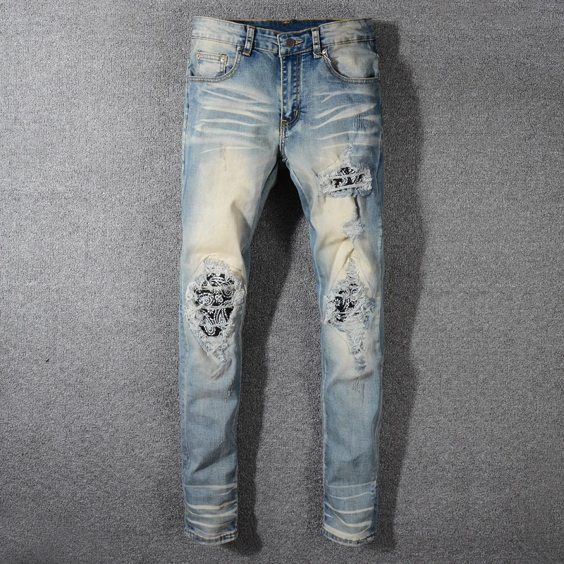 

Fashion Streetwear Men Jeans Retro Washed Destroyed Ripped Jeans Men Denim Pencil Pants Brand Designer Hip Hop Skinny Jeans Men