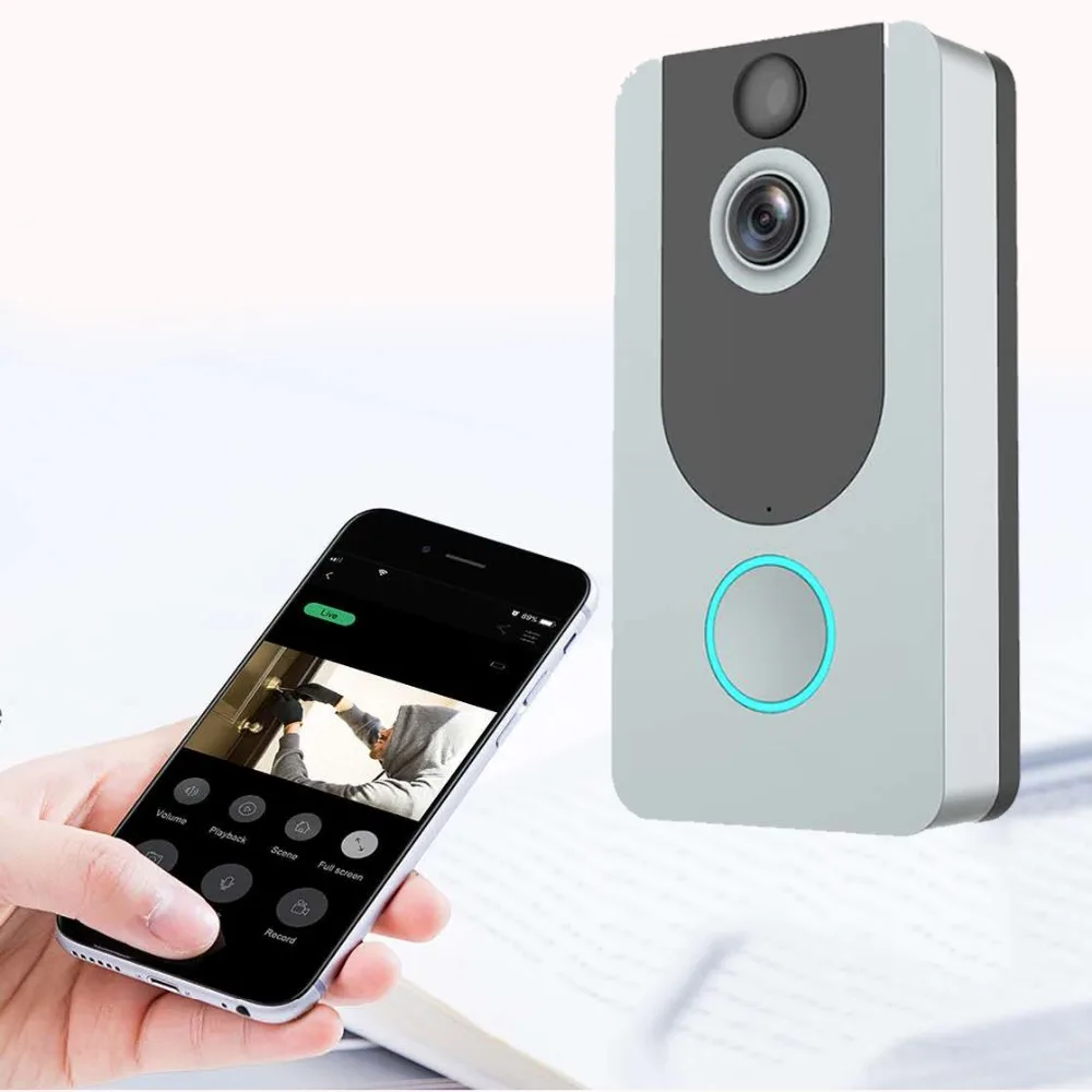 V6/V7 HD WiFi Real-Time Video Doorbell Wireless Security Camera Automatic induction Video isual Intercom for iOS&Android