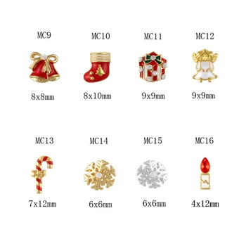 

10pcs each shinning diamond alloy nail art happy Christmas design jewelry charms gift/bell/snow/candle/crutch nail decoration