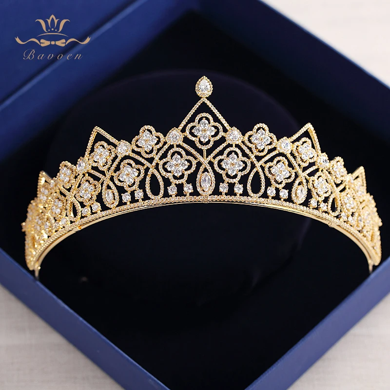 

Bavoen High Quality Bridal Clear Zircon Tiaras Crowns Crystal Wedding Hairbands Headpieces Hair Accessories Evening Hair Jewelry