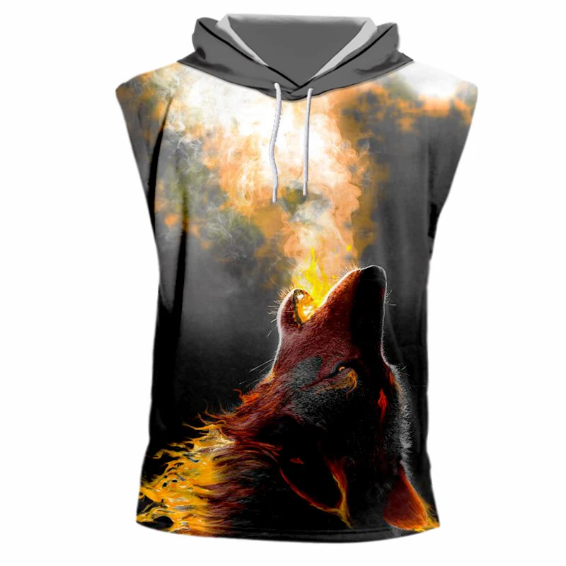 Топ OGKB 2018 для мужчин/женщин с 3d принтом Fire Wolf топ на бретельках капюшоном и