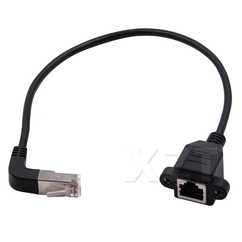 AT 1PCS Down Angled 90 Degree 8P8C FTP STP UTP Cat 5e RJ45 Lan Ethernet Network Extension Cable Male to Female (with screw) NEW |