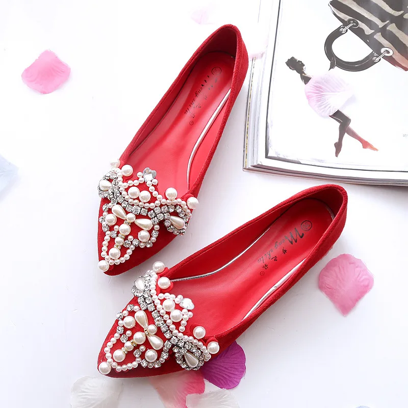 

2018 Designer Crystal Woman Flats Shoes Elegant Comfortable Ladies Shoes Fashion Rhinestone Women Soft Crystal Wedding Shoes