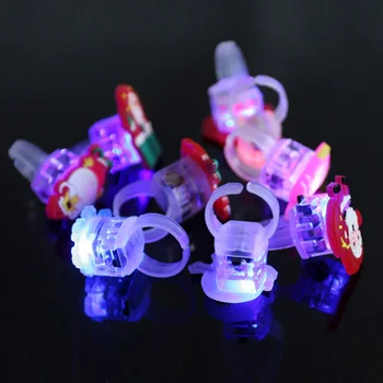

50Pcs Cute Christmas Xmas Santa Claus LED Light Plastic Finger Rings Toys Kids Children Adults Gifts Decorations Random Pattern