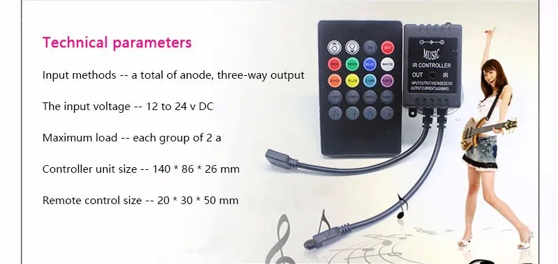 20 клавиш музыкальный голосовой датчик управление Лер Звук ИК пульт дистанционного управления практичные домашние вечерние RGB 3528 5050 Светодиодная лента светильник RGB управление
