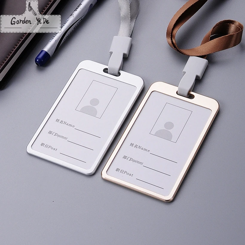 

Top grade Magnesium Alloy Card holder Vertical Business Work Badge Holder Employee ID Card with Lanyard can be printed LOGO